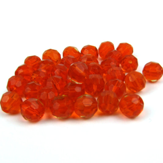 Orange Faceted Round Beads 6mm