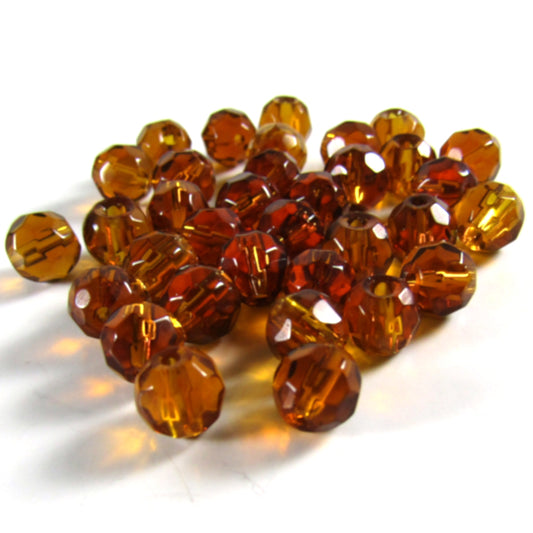 Golden Brown Faceted Round Beads 6 mm