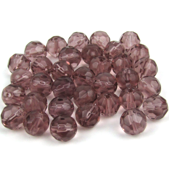 Light Rose Faceted Round Beads 6mm