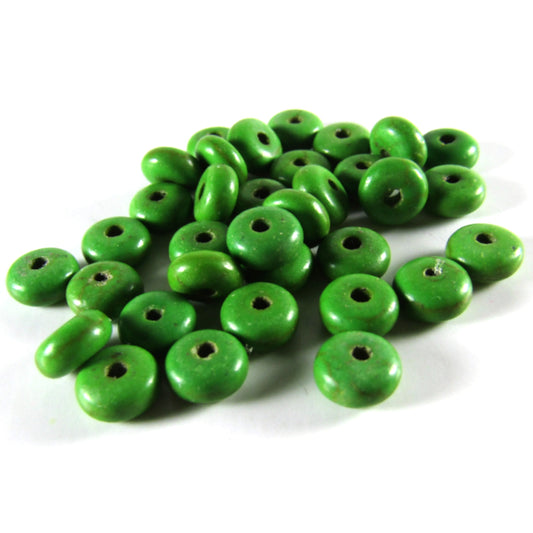 Green Dyed Howlite Disk Beads 6 mm x 3 mm