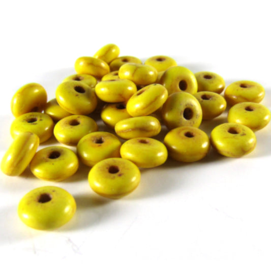 Yellow Dyed Howlite Stone Disk Beads 6 mm x 3 mm