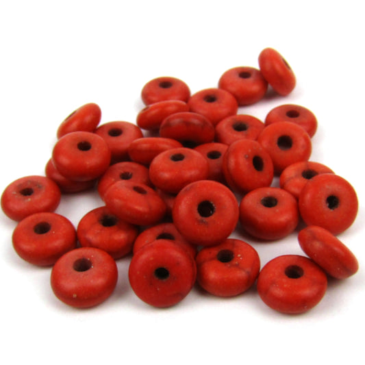 Orange Dyed Howlite Disk Beads 6mm x 3mm