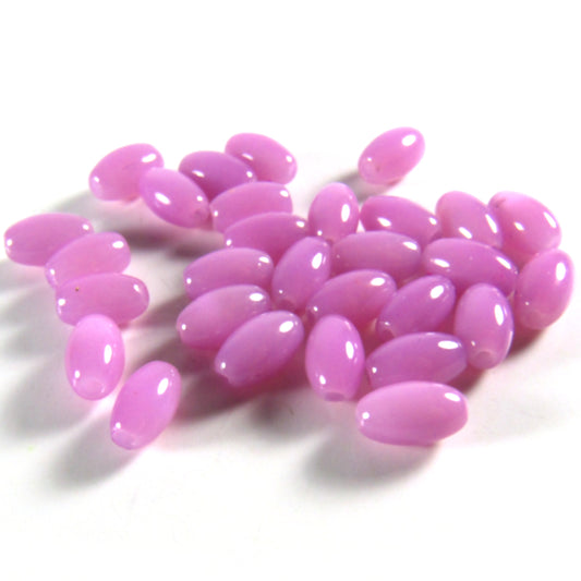 Pastel Purple Cat's Eye Glass Rice Beads 4 mm x 7 mm