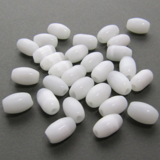 White Cat's Eye Glass Rice Beads 5-6 mm x 7-8 mm