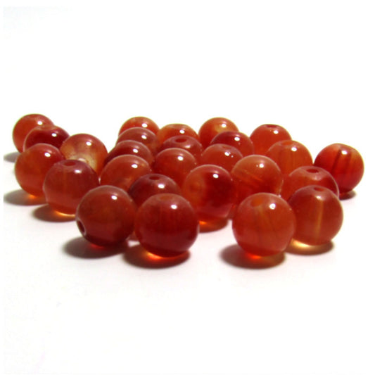 Round Glass Beads Reddish-Orange 8 mm