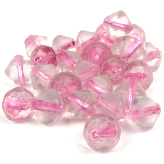 Clear and Pink Glass Bicone Beads 8mm