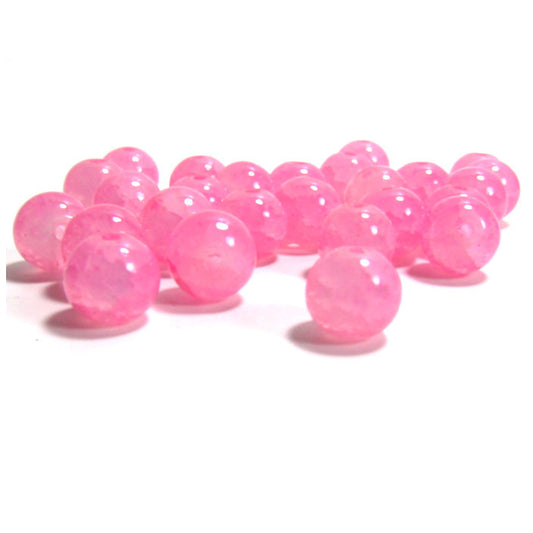 Pink Crackle Glass Beads 8 mm