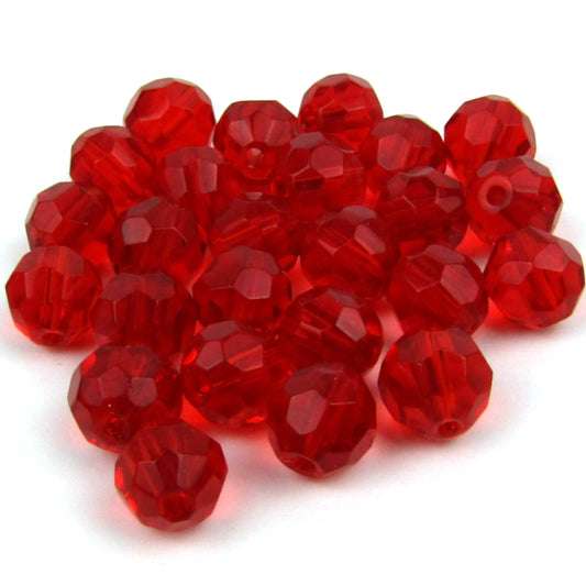 Red Faceted Pressed Glass Beads 8mm