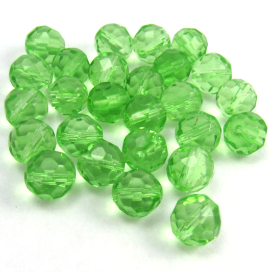 Green Faceted Round Glass Beads 8 mm