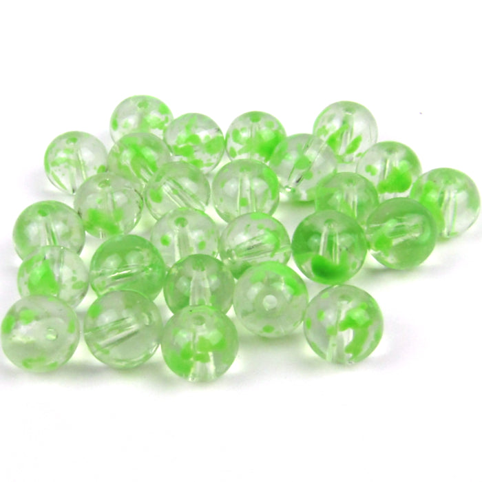 Green Round Glass Splatter Beads 8mm