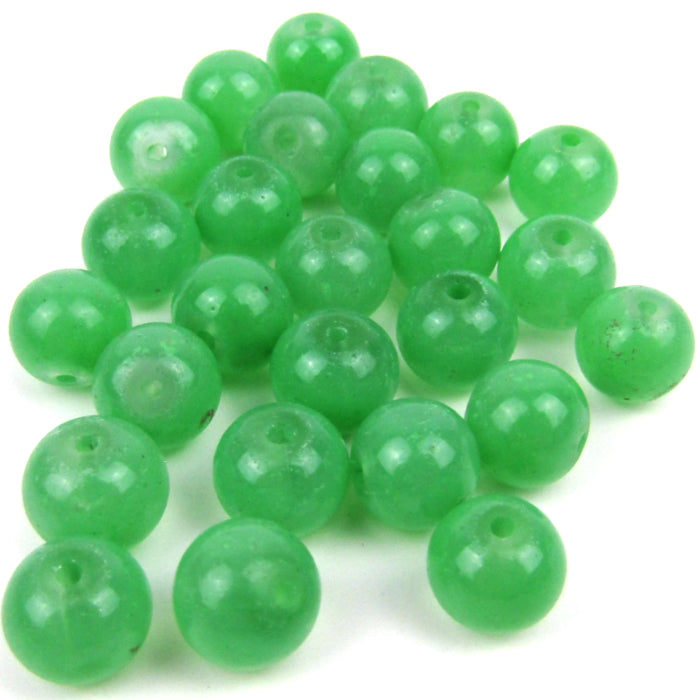 Green Round Glass Beads 8mm