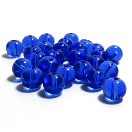 Blue Round Glass Beads 8 mm