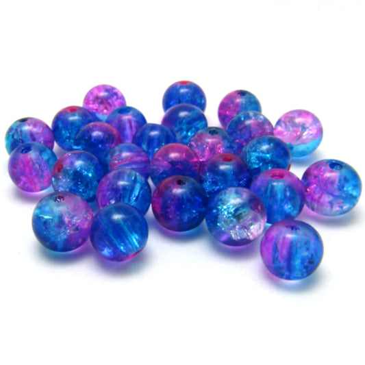 Crackle Glass Beads Pink and Blue 8 mm