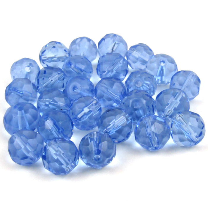 Blue Faceted Round Glass Beads 8mm