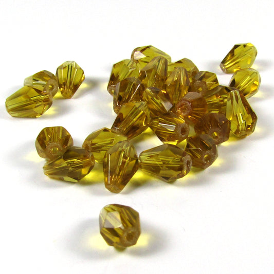 Golden Honey Faceted Glass Drop Beads 6 mm x 8 mm