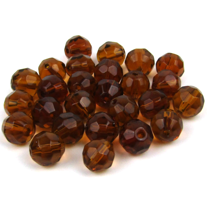 Rootbeer Faceted Round Glass Beads 8mm