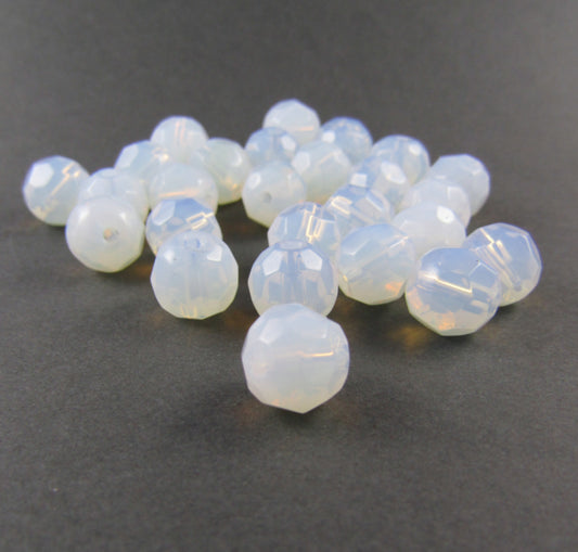 Opal Glass Faceted Round Glass Beads 8 mm