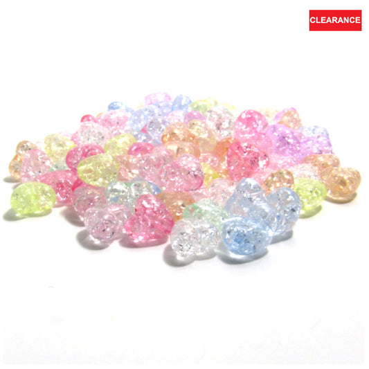 Acrylic Heart Shape Crackle Look Beads