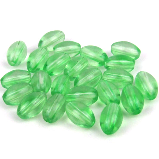 Light Green Oval Glass Beads 6mm x 9mm