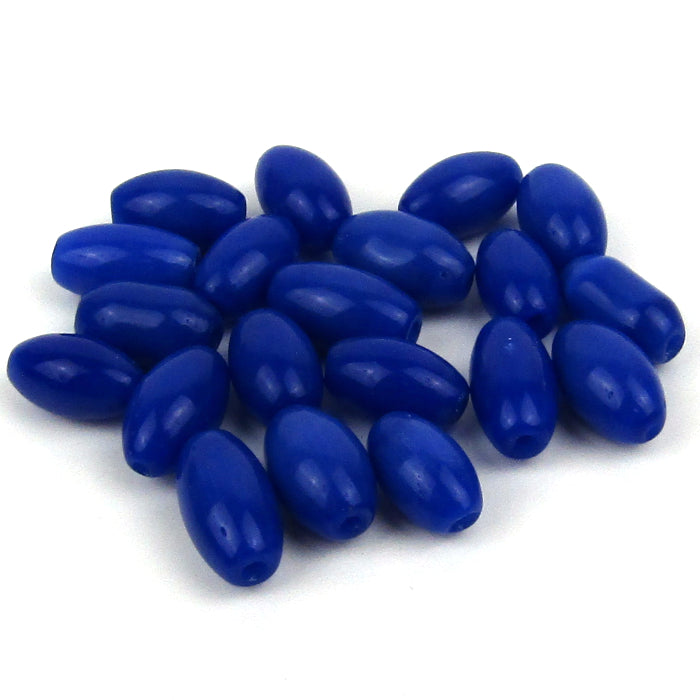 Dark Blue Cat's Eye Glass Rice Beads 5-6mm x 10mm