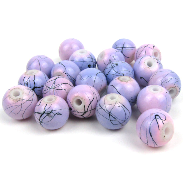 Purple Round Glass Beads 10mm