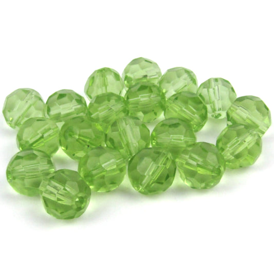 Green Faceted Glass Beads 10mm