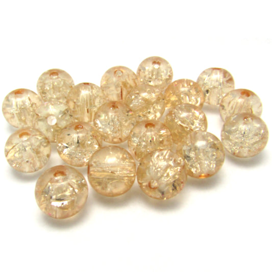 Pale Golden Crackle Glass Beads 10 mm