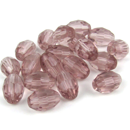 Light Rose Oval Faceted Glass Beads 8mm x 11mm