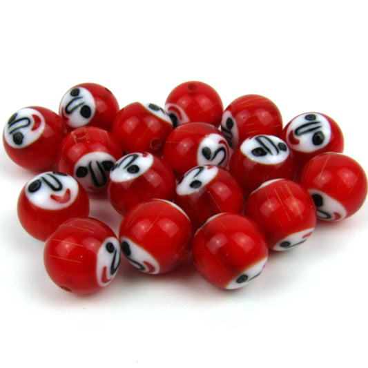 Red Glass Face Beads 12mm