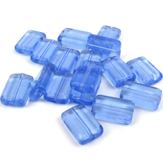 Blue Rectangle Glass Beads 8mm x 12mm x 4mm