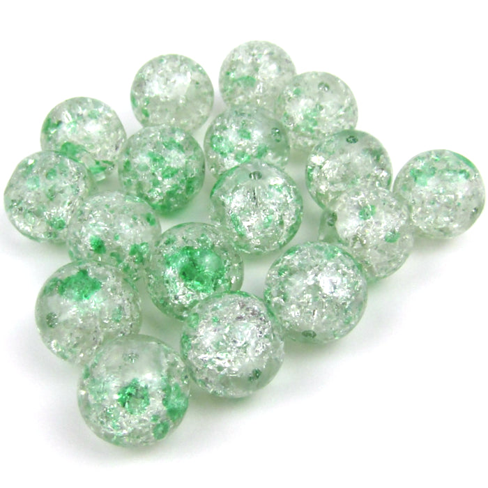 Green Crackle Glass Beads 12mm