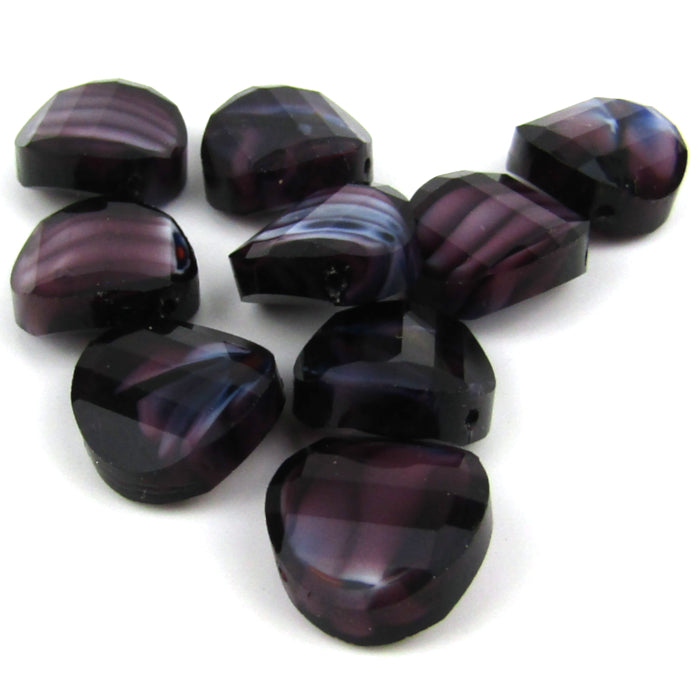 Purple Glass Beads 14mm x 14mm x 12mm