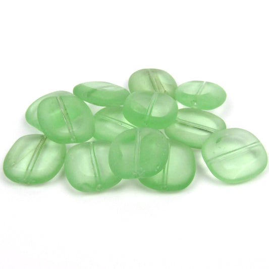 Light Green Rectangular Glass Beads 15mm x 16mm x 4mm