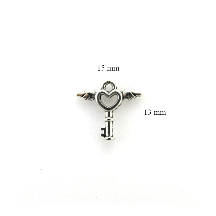 Winged Heart Key Charm