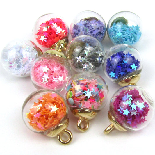 Glass Ball Charms with Stars