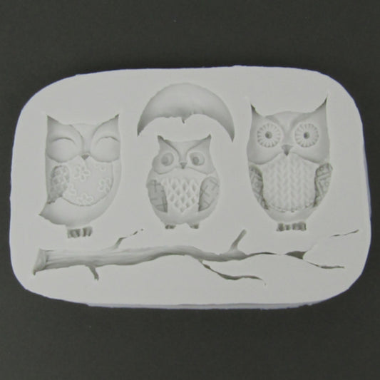 Owls with Branch and Moon Silicone Mold